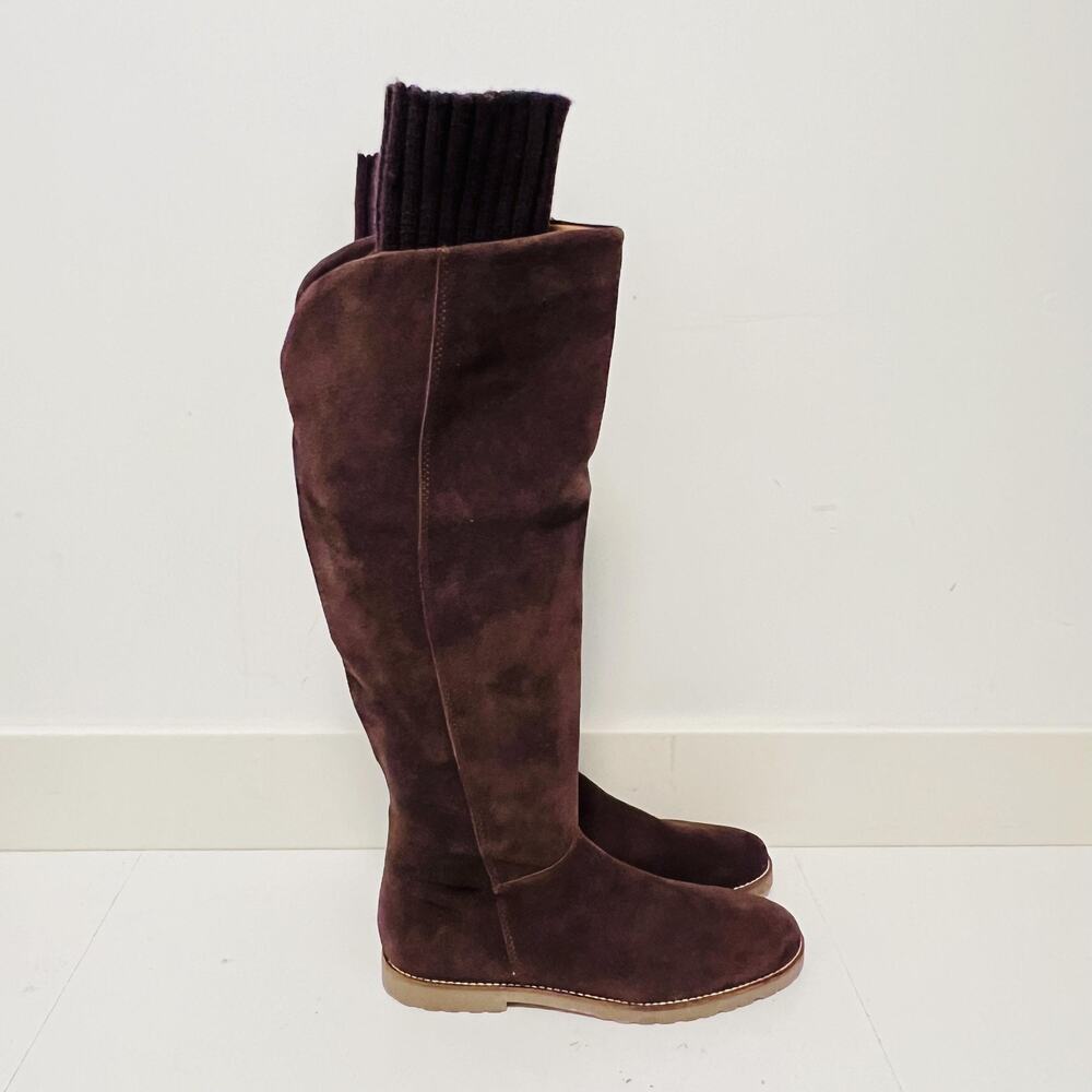 Corso Como Boots Womens 8.5 Brown Suede Over The Knee Flat Riding Zip Shoes